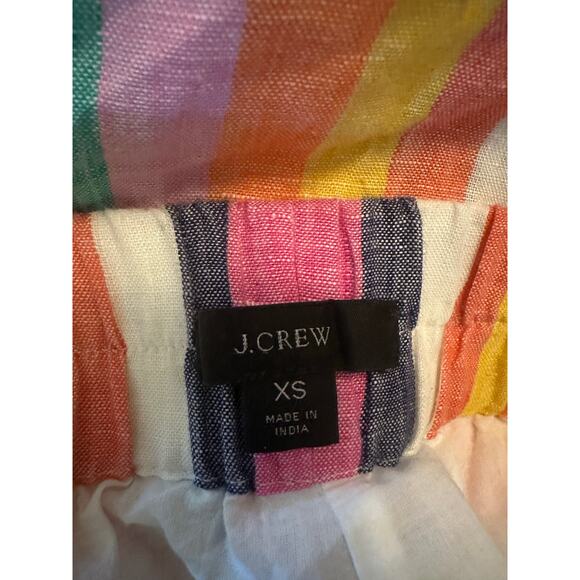 Women XS J.Crew Pull-On Linen Skirt Rainbow Stripe Skirt 100% Linen Summer - Picture 6 of 6